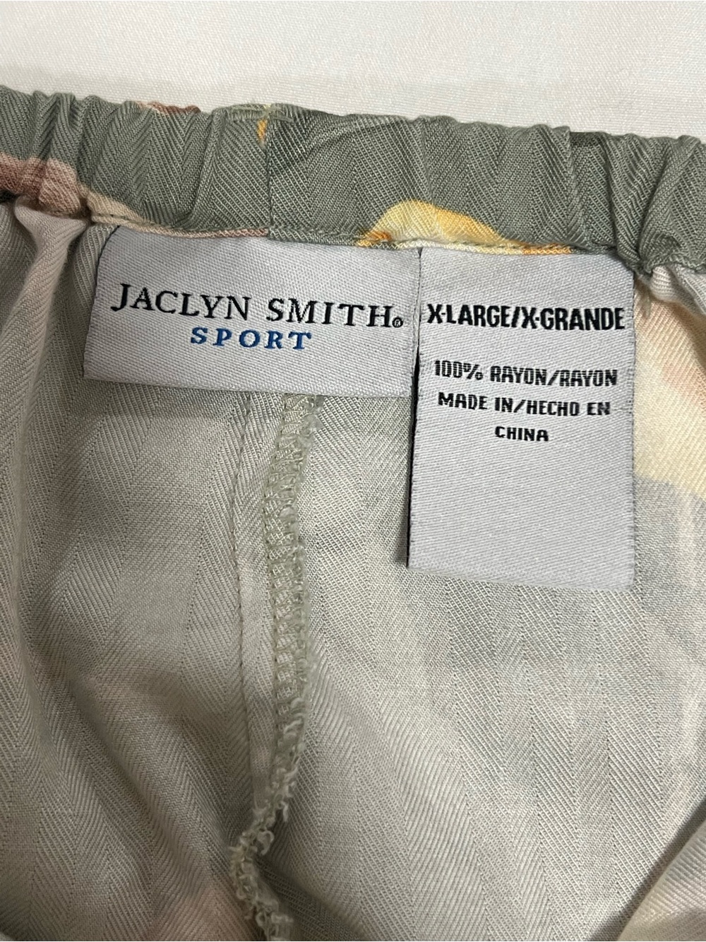 Jaclyn Smith Sport Floral Drawstring Pants Sage Green Lily Print Size XL - Picture 4 of 16